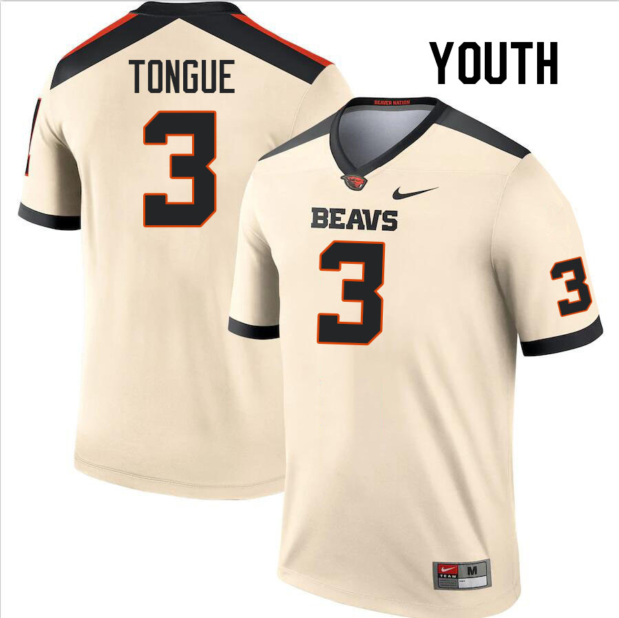 Youth #3 Makiya Tongue Oregon State Beavers College Football Jerseys Stitched-Cream